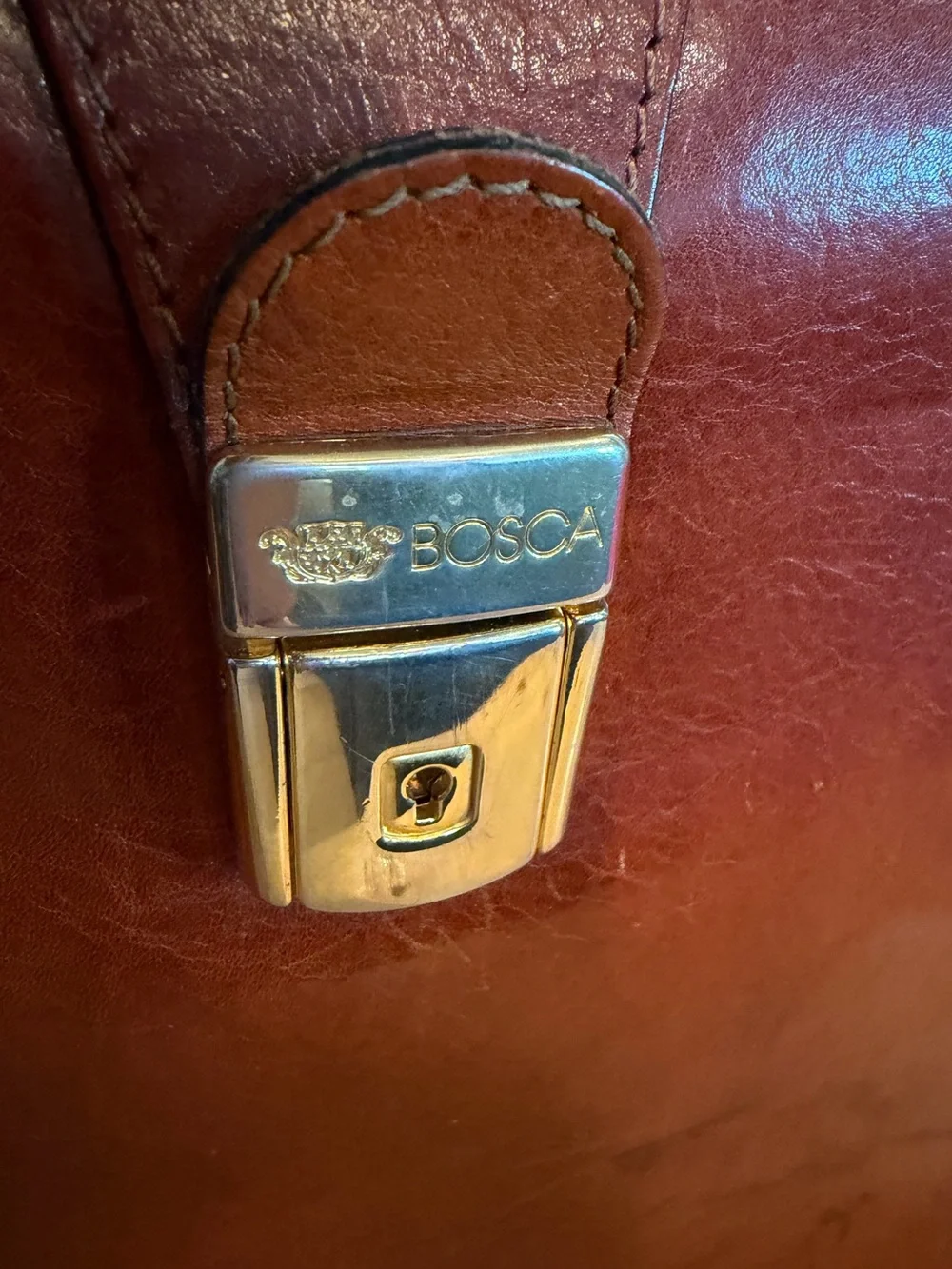 Bosca Leather Briefcase - Brown Classic Men’s Work Bag